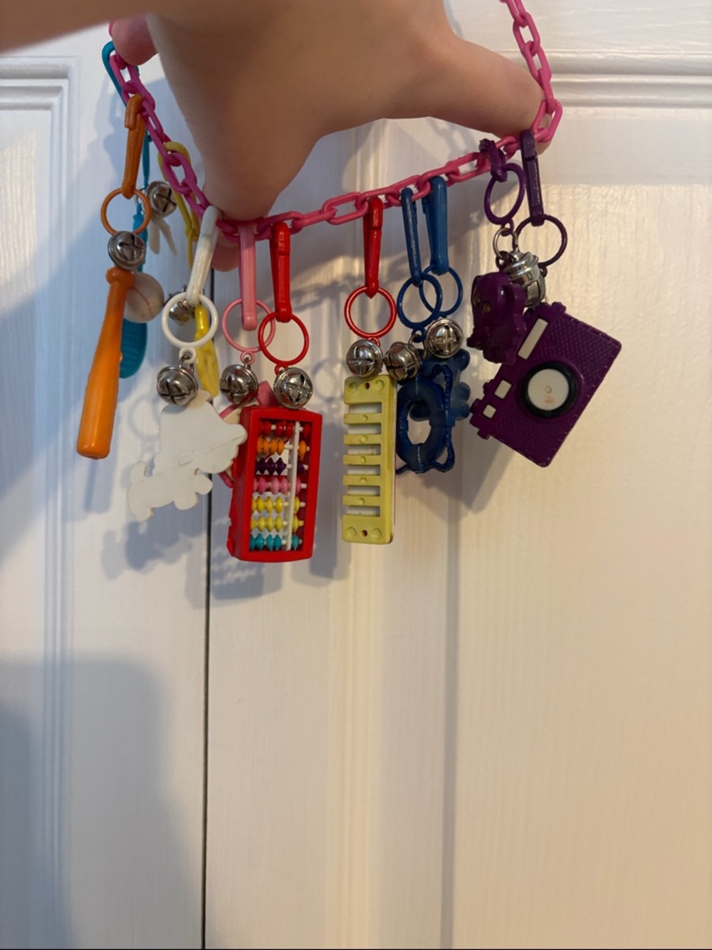 Vintage 80s Plastic bell clip on necklace - Picture 2 of 2